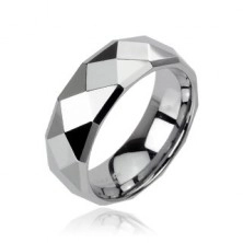Prsten od volframa srebrne boje sa profinjenim rombovima, 6 mm
