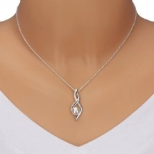 925 srebrna ogrlica - broj osam, valovite vrpce sa sintetičkim biserom, lančić