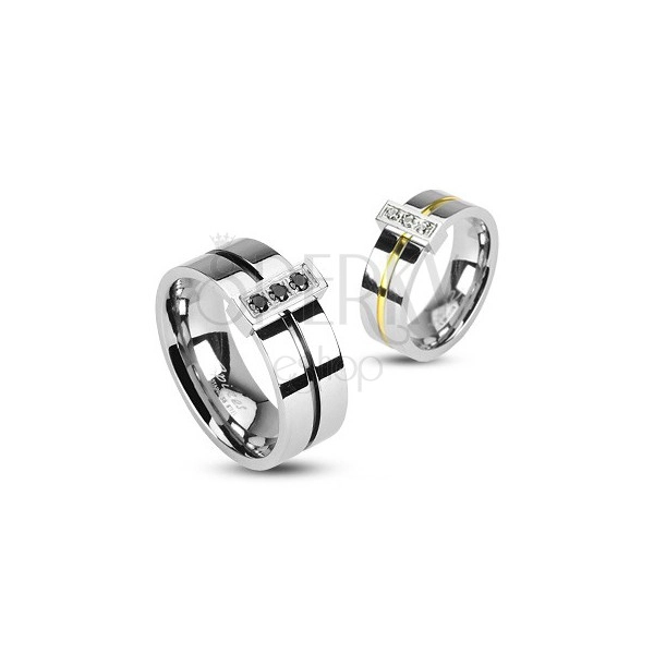 Prsten od nehrđajućeg čelika s tri cirkona