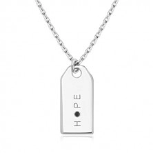 Crni dijamant - 925 srebrna ogrlice, sjajna pločica, natpis "HOPE"