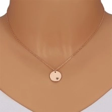 925 srebrna ogrlica - okrugla pločica, crni dijamant u usjeku u obliku srca