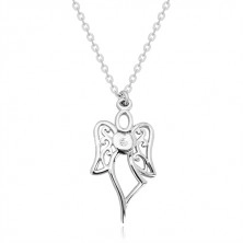 925 srebrna ogrlica - urezani anđeo, srce sa prozirnim dijamantom