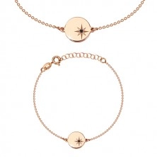 925 srebrni trodijelni set ružičasto-zlatne boje - sjeverna zvijezda, crni dijamant