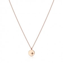 925 srebrni set ružičasto-zlatne boje - ogrlica i minđuše, krug s Polarisom, crni dijamant