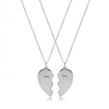 925 srebrni set - dvije ogrlice, prepolovljeno srce sa suženim očima