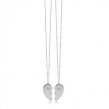 925 srebrni set - dvije ogrlice, prepolovljeno srce sa suženim očima