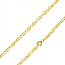 Lančić od 585 žutog zlata - ovalni prstenovi, duguljasti prstenovi s pravokutnikom, 500 mm
