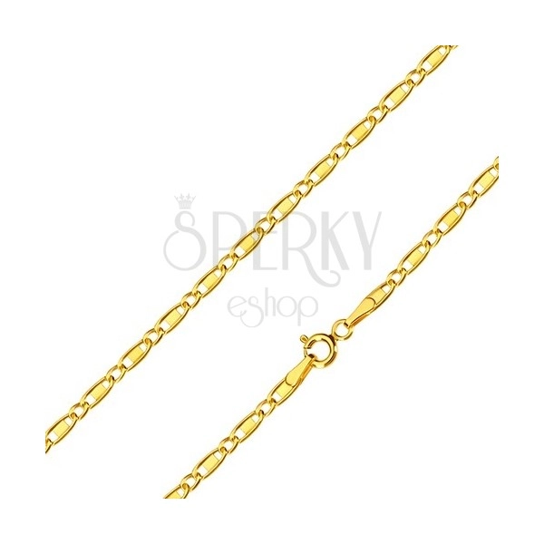 Lančić od 585 žutog zlata - ovalni prstenovi, duguljasti prstenovi s pravokutnikom, 500 mm