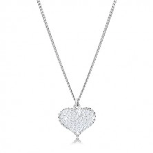 925 srebrni set od tri dijela - simetrično srce s cirkonima, lančić spojen u seriju