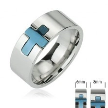 Prsten od nehrđajućeg čelika s plavim križem