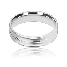 925 srebrni vjenčani prsten - dva mat reza i sjajna pruga u sredini, 5 mm