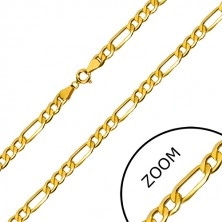 Lančić od 9K žutog zlata - duguljasta karika, tri ovalne karike, 450 mm