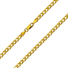Žuti lančić od 14 K zlata - široke karike ukrašene malim usjecima, 500 mm