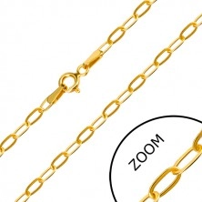 Žuti lančić od 14K zlata - ravna duguljasta karika, kopča s opružnim prstenom, 550 mm