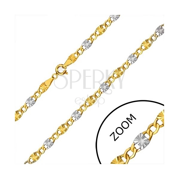 Kombinirani Kombinirani 585 zlatni lančić - karike s usjecima, šesterokutne karike, 500 mm