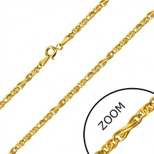 585 zlatni lančić - motiv beskonačnosti i ravne ovalne karike, 550 mm