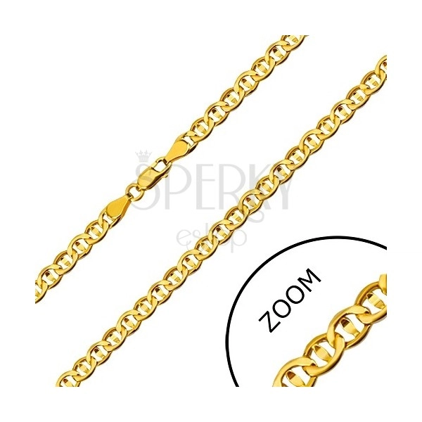 Lančić 585 žutog zlata - ravne karike razdvojene zrnom, 600 mm