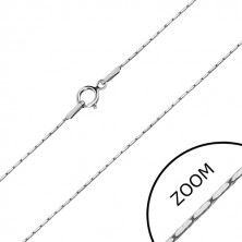 Lančić od 14K bijelog zlata - pravokutni elementi, kutni lančić, 500 mm