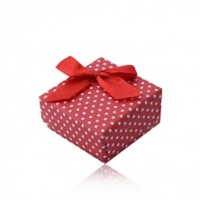 Crvena poklon kutijica za prsten ili naušnice, bijele točkice, mašnica