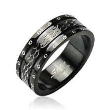 Prsten od nehrđajućeg čelika s valovima i krugovima