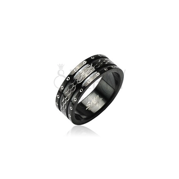 Prsten od nehrđajućeg čelika s valovima i krugovima