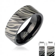 Prsten od nehrđajućeg čelika - crna zebra