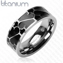 Prsten od titana - crna glazura s ukrasom
