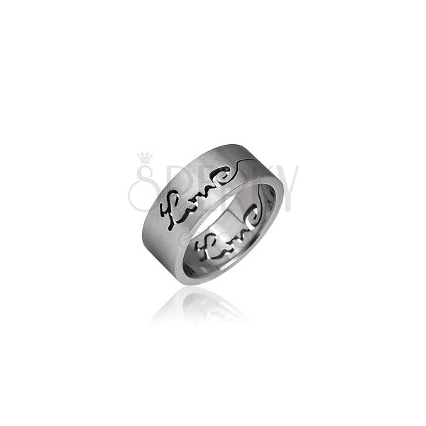 Prsten od kirurškog čelika s izrezanim natpisom LOVE