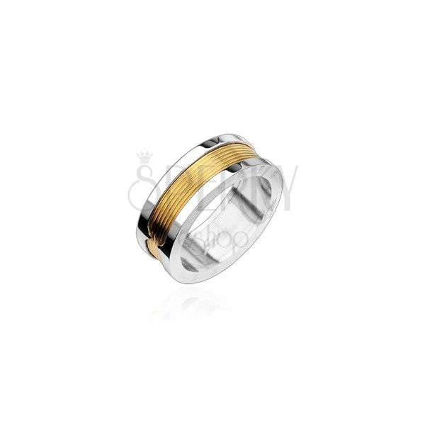 Prsten od kirurškog čelika s središnjim dijelom zlatne boje