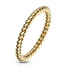 Čelični prsten zlatne boje – uvijena kontura u obliku užeta, 2mm
