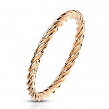Čelični prsten bakrene boje – trake uvijene u oblik užeta, 2mm