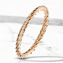 Čelični prsten bakrene boje – trake uvijene u oblik užeta, 2mm