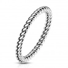 Čelični prsten srebrne boje – sjajne uvijene trake, 2 mm