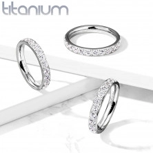 Prsten od titana srebrne boje – okrugli svjetlucavi cirkoni, 3 mm