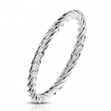 Čelični prsten srebrne boje – usko povezane i uvijene trake, 2 mm