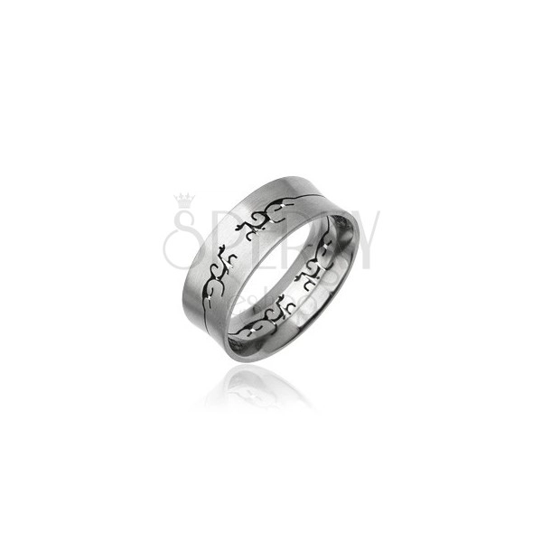 Prsten od nehrđajućeg čelika s izrezanim TRIBAL uzorkom