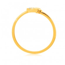 Prsten od 14K zlata - mjesec ukrašen cirkonima, okrugli cirkon u okviru, otvoreni krakovi
