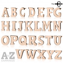 Čelične dugme naušnice u bakrenoj boji - slovo abecede "Z"