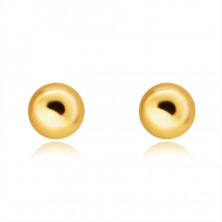 Dugme 14K zlatne naušnice – glatke, sjajne kuglice