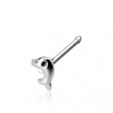 925 srebrni ravni piercing za nos - mali dupin, širina 0,8 mm