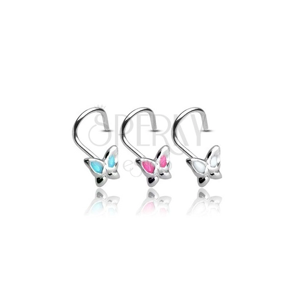 925 srebrni piercing za nos - leptir sa glaziranim krilima