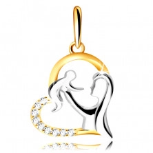 Dijamantni privjesak od kombiniranog 14K zlata - srce s majkom i djetetom, brilijanti