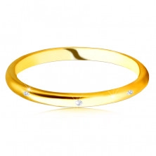 Dijamantni prsten od žutog 14K zlata - okrugli prozirni dijamanti, glatke površine