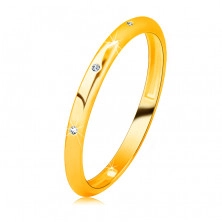 Dijamantni prsten od žutog 14K zlata - okrugli prozirni dijamanti, glatke površine