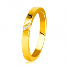 Dijamantni prsten od žutog 14K zlata prsten s finim urezom, prozirni briljanti