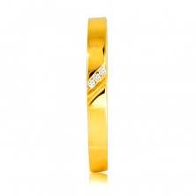 Dijamantni prsten od žutog 14K zlata prsten s finim urezom, prozirni briljanti