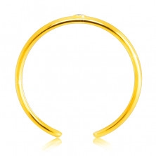 Dijamantni prsten od žutog 14K zlata, - tanki otvoreni krakovi, prozirni briljant