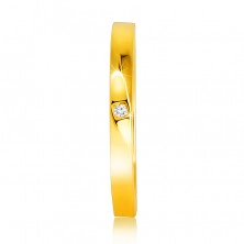 585 Dijamantni prsten od žutog zlata - blago zakošeni krakovi, prozirni briljant