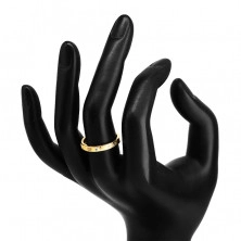 Dijamantni prsten od 14K žutog zlata - fini urezi, prozirni briljant, 1,3 mm