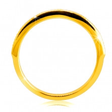 Dijamantni prsten od 14K žutog zlata - fini urezi, prozirni briljant, 1,3 mm